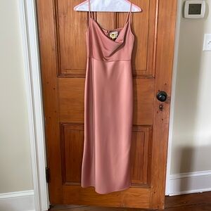 Anthropology Satin Cowl-Neck Midi Slip Dress